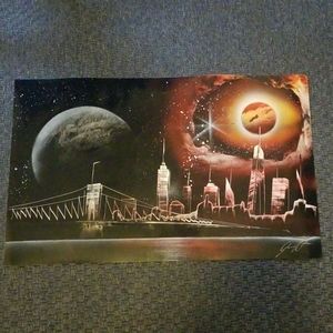 One of a kind spray paint art of NYC